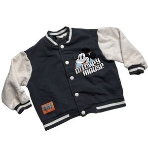 Zara Kids Disney Mickey Mouse Varsity Bomber Jacket Navy Blue White Size 5 110